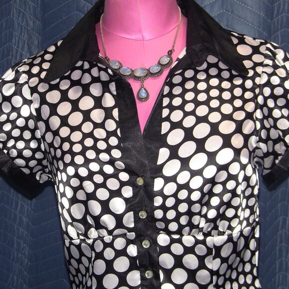 Soulmates Tops - Soulmates Black/White PolkaDot Blouse Size M